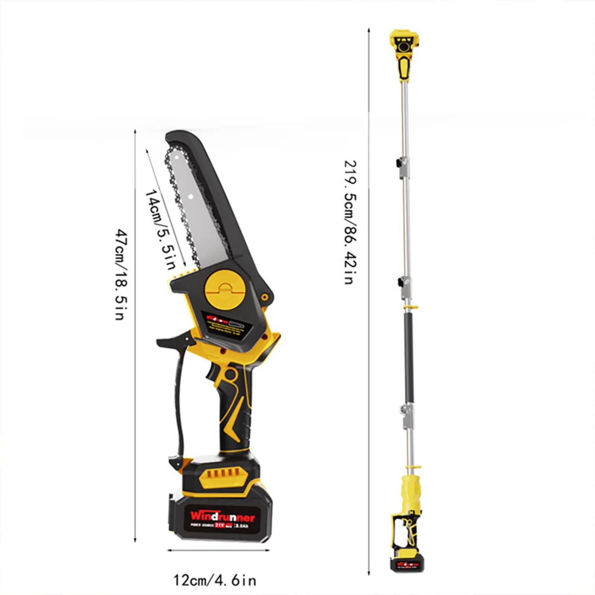 Cordless chainsaw cutting performance features