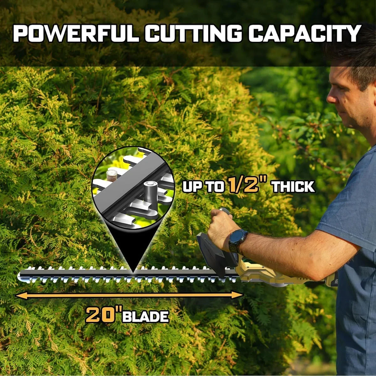 Cordless hedge trimmer blade and product features