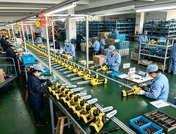 WindRider cordless garden tool production line